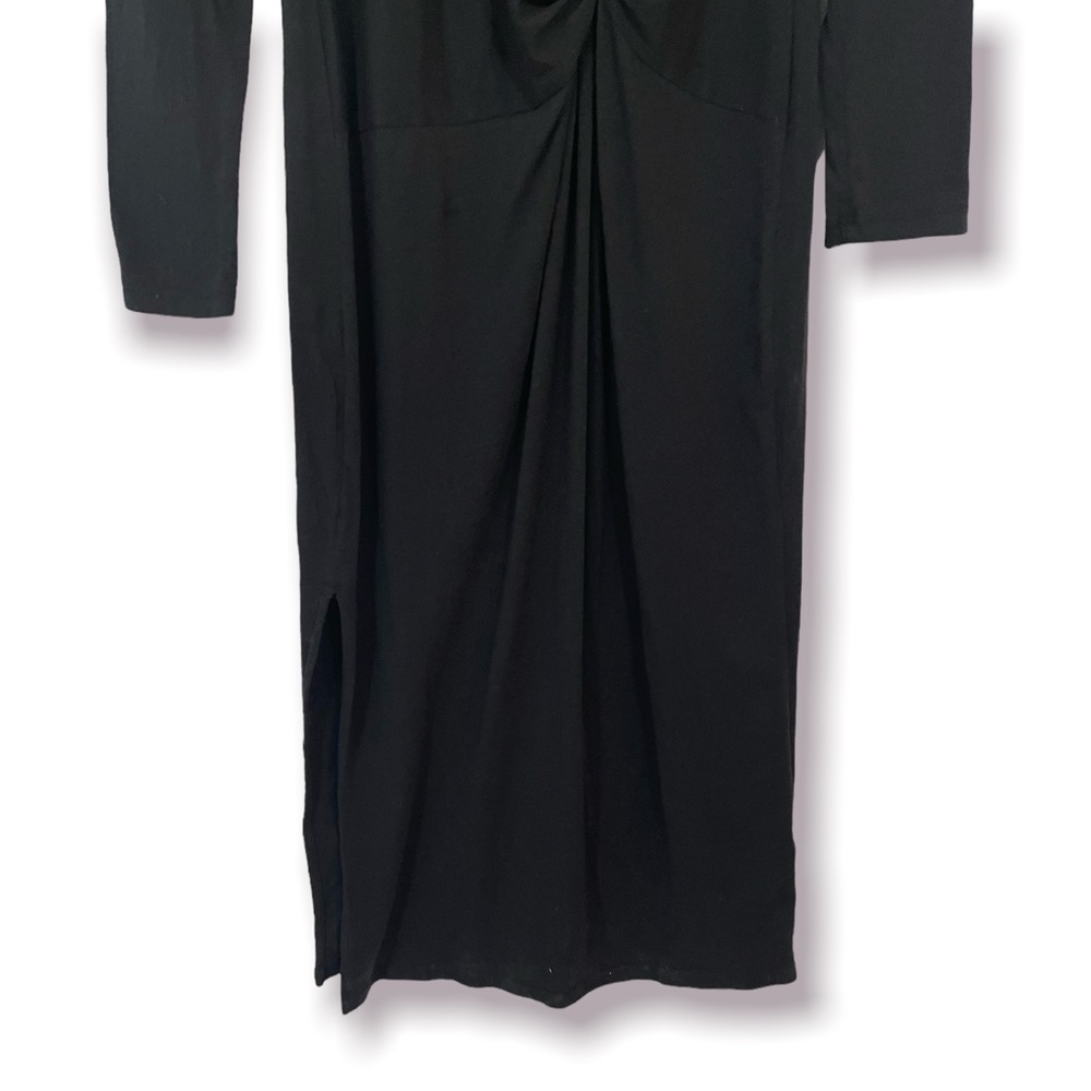 Anthropologie Sundry Twist Front Long sleeve Black Midi Dress XL NWT - Picture 5 of 9